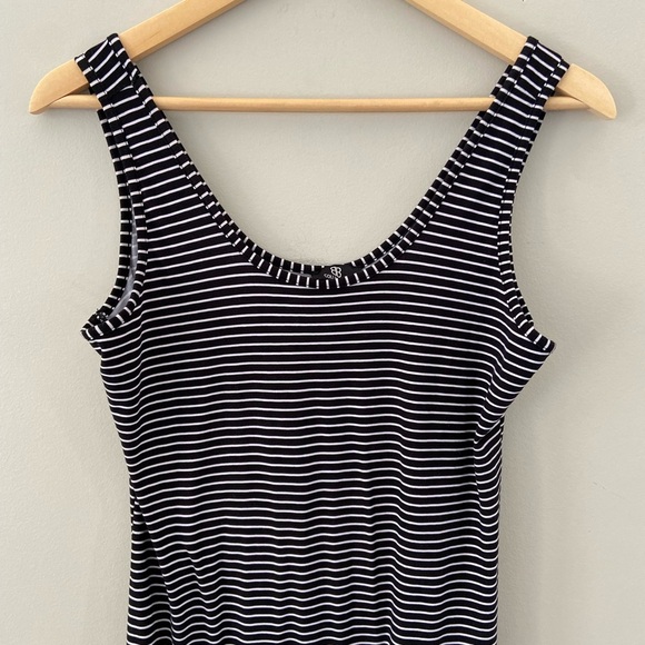 BB Collection Black And White Stripped Soft Stretchy Column Sleeveless Dress - Picture 2 of 3